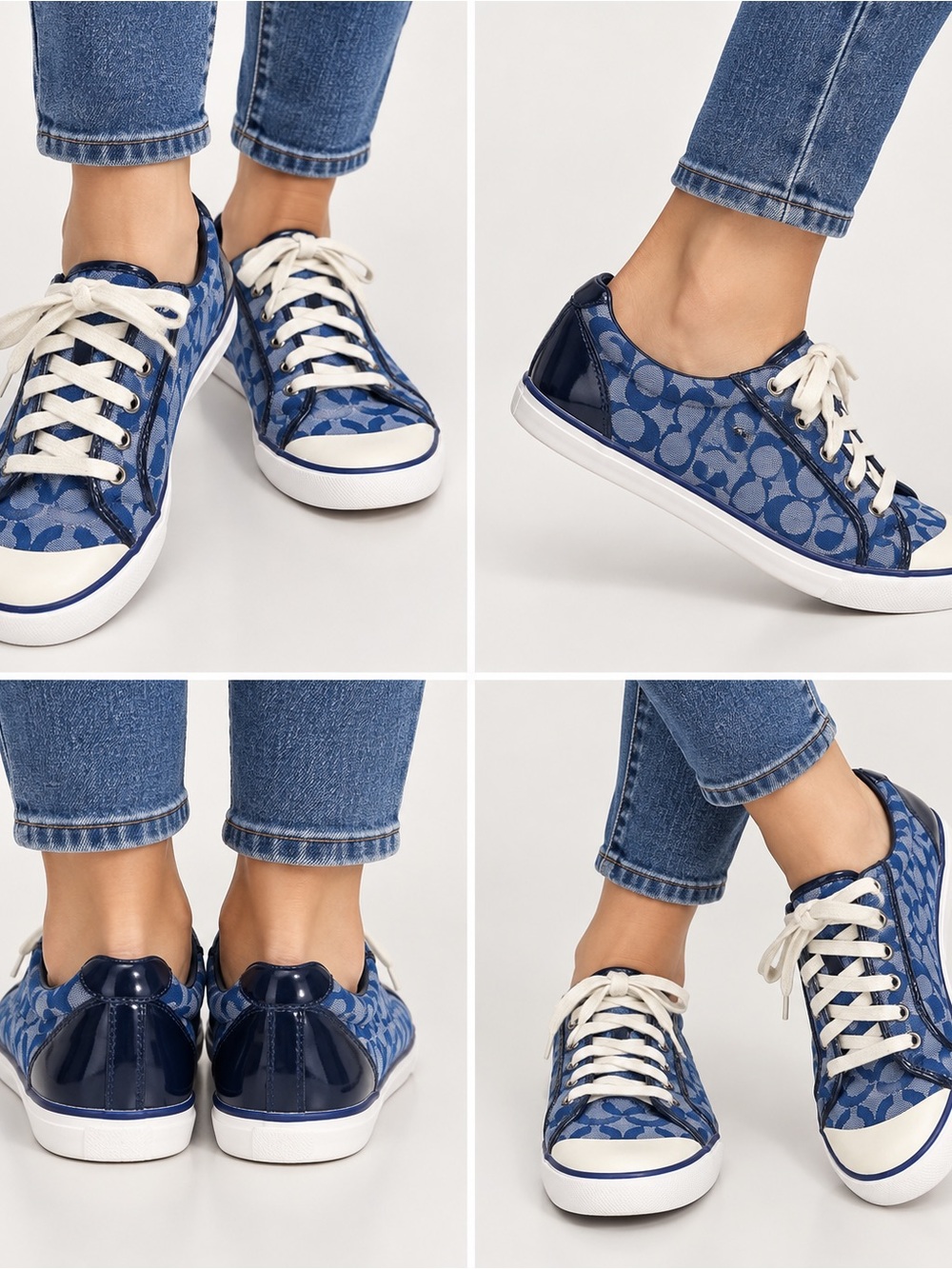 Coach Women's Blue Signature Canvas Low Top Sneakers size 8.5B